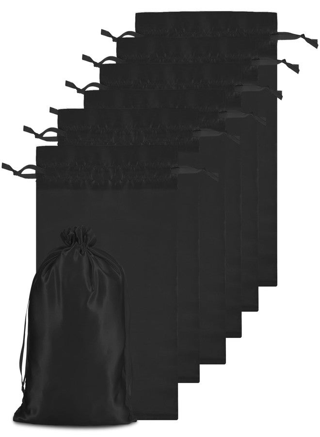 Shimmeroo 6Pcs Wig Bags Storage,Wig Bag with Satin Drawstring Wigs Travel Bag for Wigs Extension Bundle(Black) - Image 1